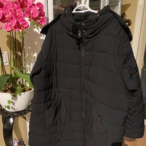 3X Pennington black knee-length puffer coat